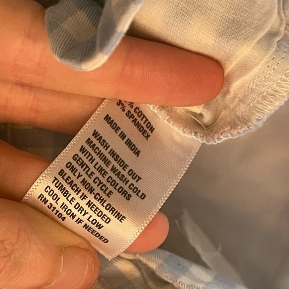 Crown Ivy Shelby Pastel Blue Gingham Scalloped Women Shorts - Picture 2 of 5